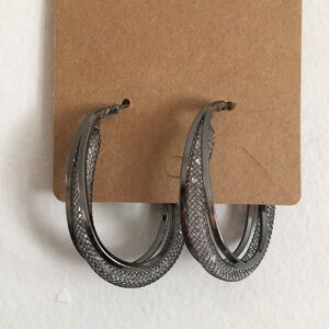 Silver Textured Hoop Earrings